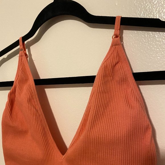 Ribbed Plunge Spaghetti Strap Bodysuit - Picture 2 of 5